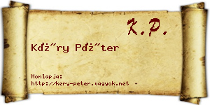 Kéry Péter névjegykártya